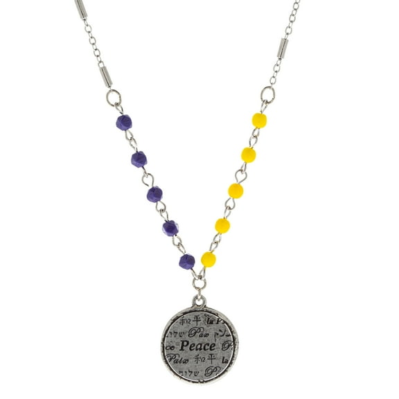 1928 Jewelry Ukraine Multilingual Support Peace Pendant Necklace For Women 15 Inch   3" Extender