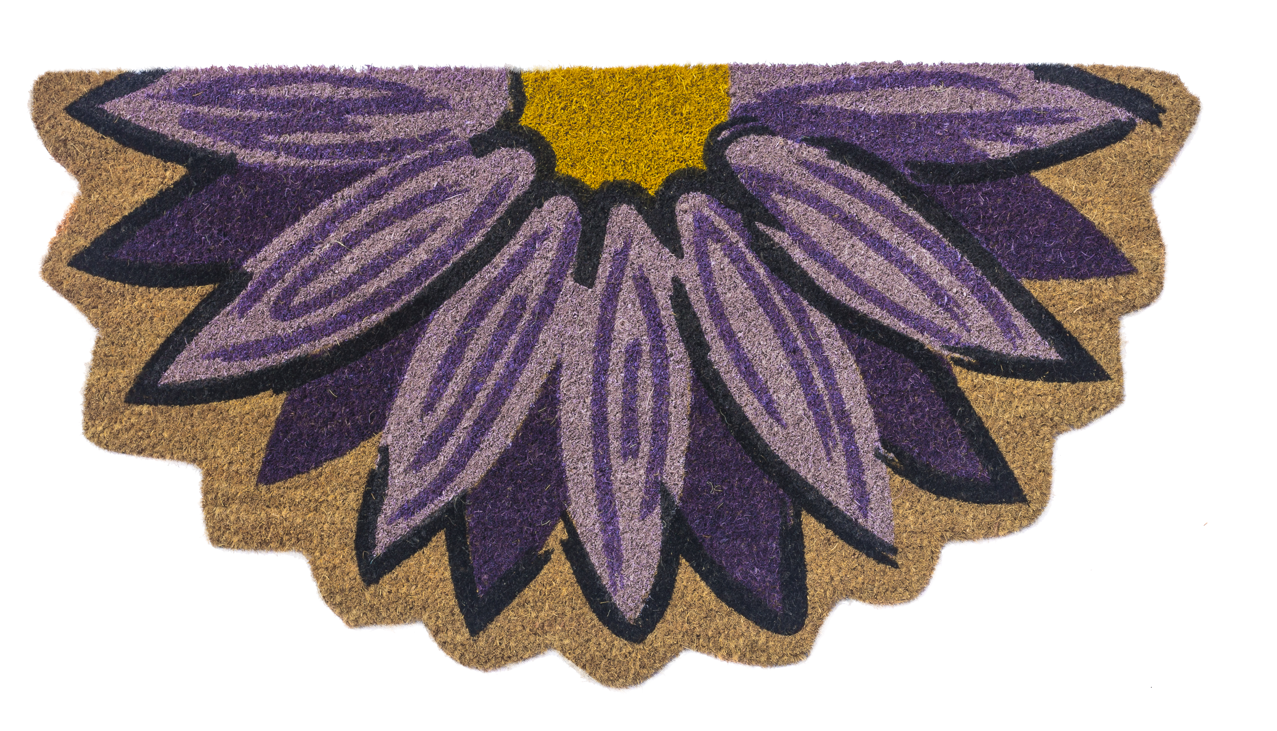 Entryways Half Flower Aster Coir Indoor Outdoor Doormat, 15" x 28
