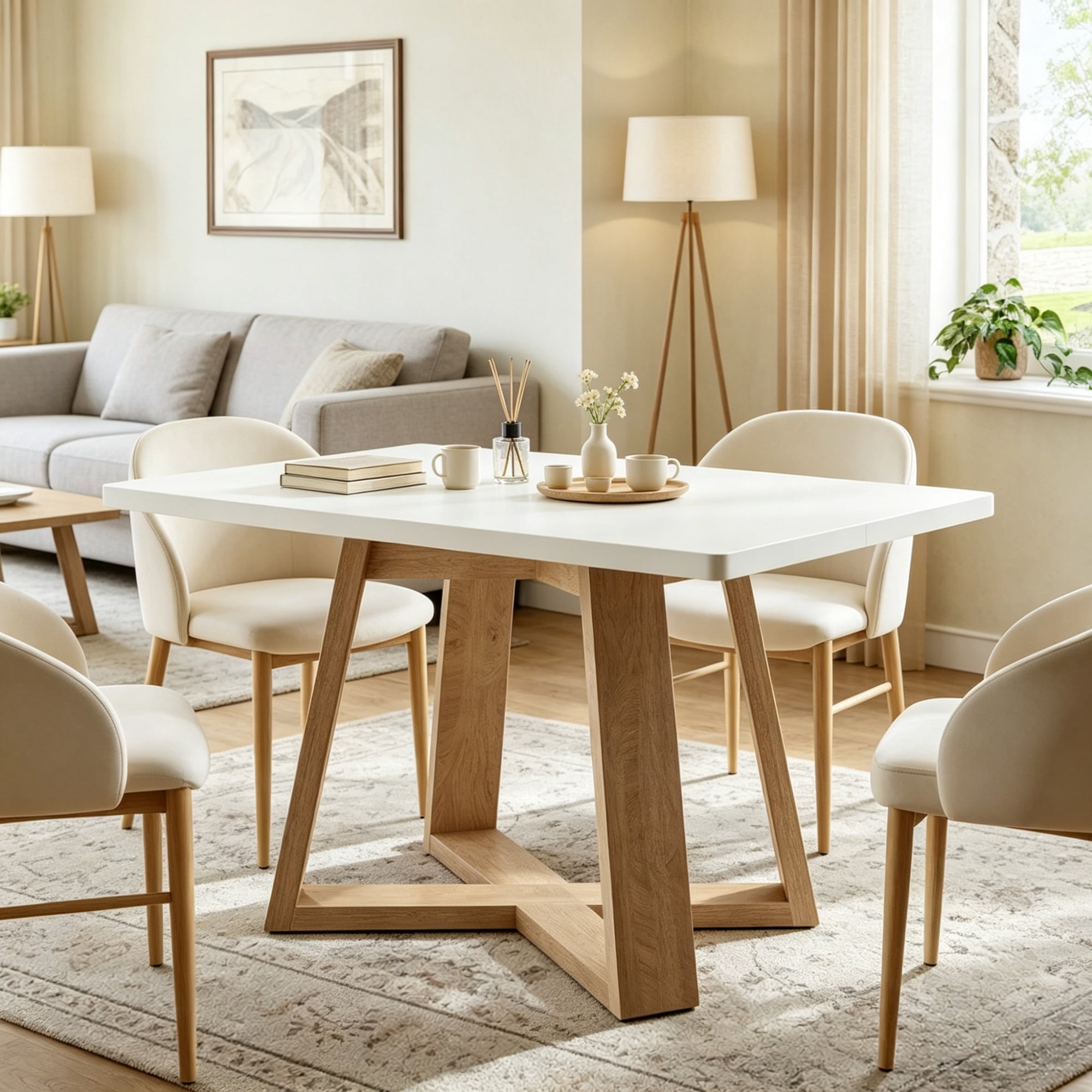 Modern 47 Inch Rectangular Dining Table, Kitchen Dinner Table Seats 4