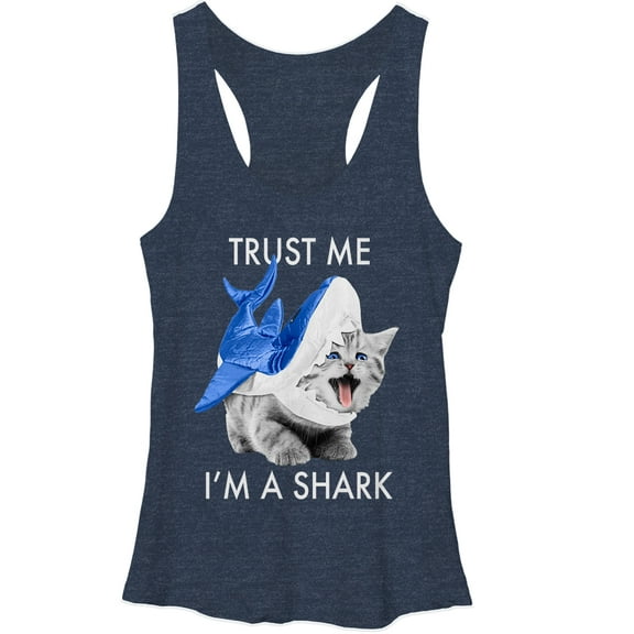 Women's Lost Gods Trust Me I'm a Shark Racerback Tank Top Navy Heather Large
