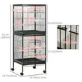 thumbnail image 3 of PawHut 2 In 1 Bird Cage Aviary with Wheels, Wood Perch, Black, 3 of 10