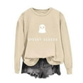 thumbnail image 2 of VKOYWKM Womens HalloweenSweatshirt Cute Spooky Ghost Graphic Sweatshirts Crewneck Long Sleeve Fall Pullover Tops Halloween Party Outfits for Women, 2 of 8