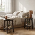 thumbnail image 3 of EDX Small Round End Table Set of 2, Modern Nightstand with Tapered Legs, 2-Tier Storage Side Table, Easy Assembly, Space-Saving Accent Table for Living Room Bedroom, Grey, 3 of 9