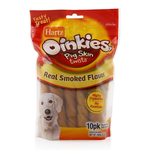 Hartz Oinkies RawhideFree Pig Skin Twists Real Smoked Flavor Dog