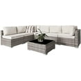 thumbnail image 6 of 7 Piece Outdoor Patio Furniture Sets, Grey PE Wicker Furniture Set with Removable Velcros Seat Cushions, Grey, 6 of 8