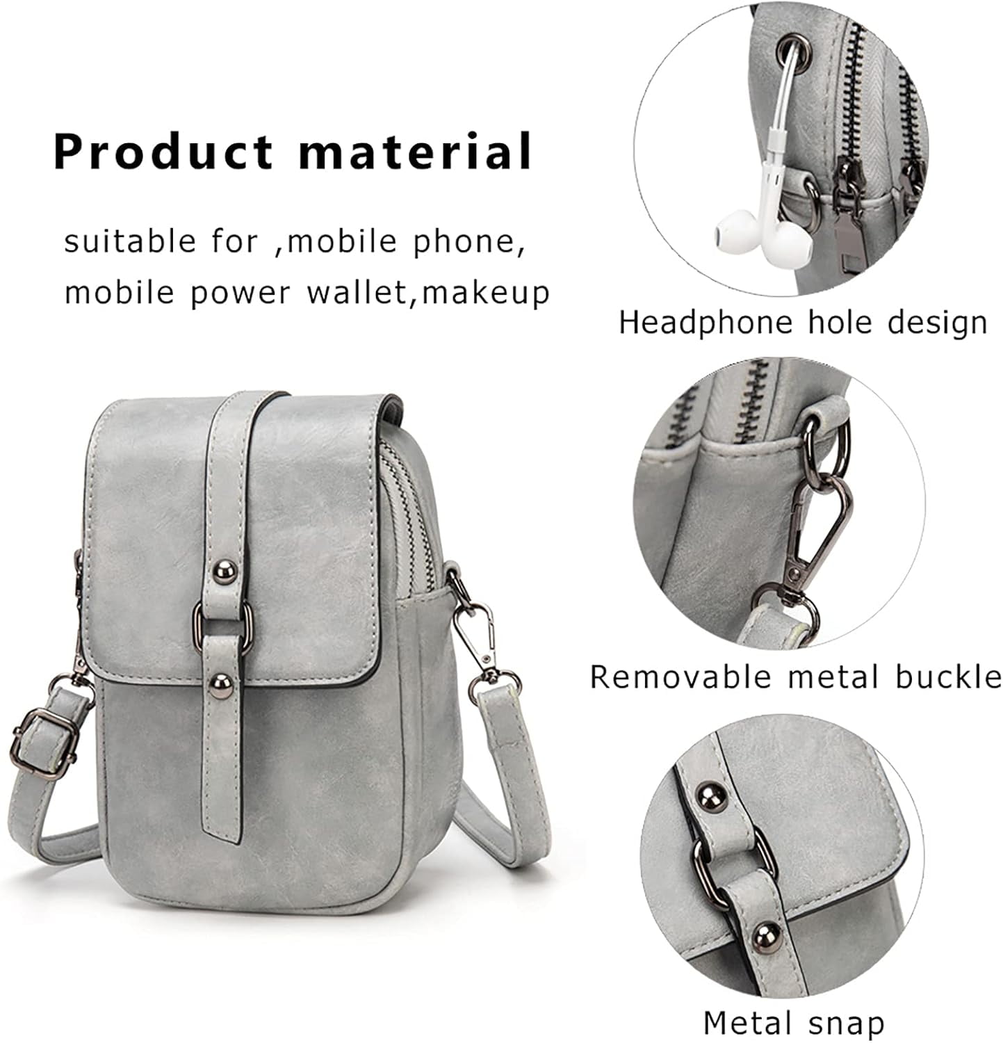 Vintage Crossbody Phone Bag for Women, Small Leather Shoulder Purse and Handbag with Tassel&Rivet Decoration