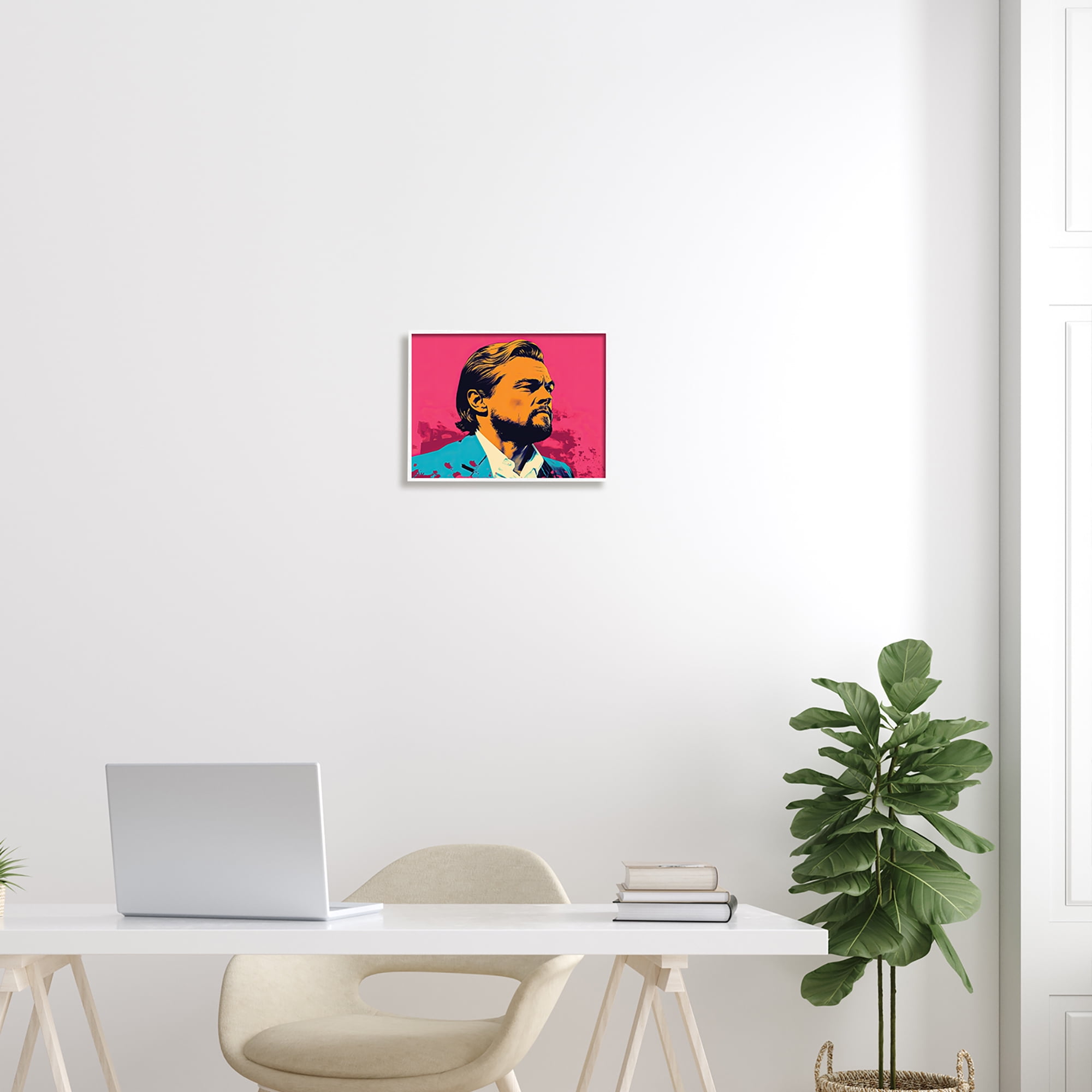 Stupell Industries Pop Style Leonardo DiCaprio Abstract Painting White Framed Art Print Wall Art, 14 x 11