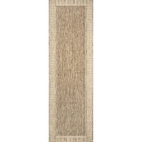 Asha Simple Border Light Brown 2 ft. x 8 ft. Indoor/Outdoor Runner Patio Rug