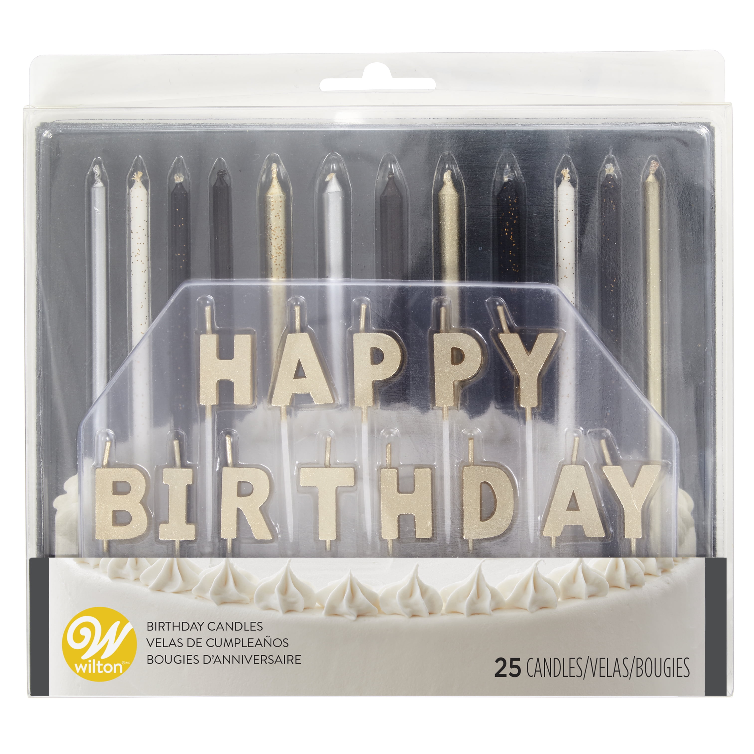 Wilton Metallic Happy Birthday Candle Set, 25Count