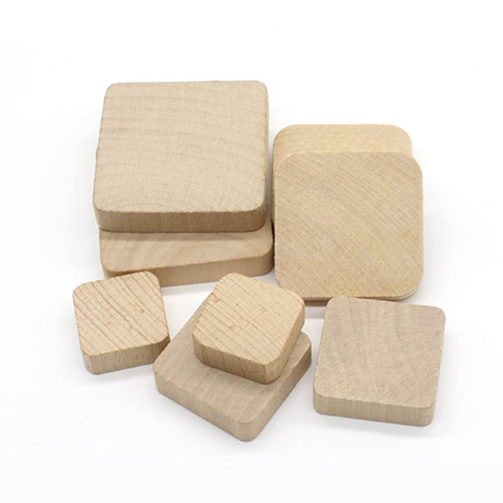 DIY Wooden Stamp Base for Craft Making Beige Plastic 4x4x1