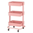 thumbnail image 6 of ECR4Kids 3-Tier Metal Rolling Utility Storage Cart, Multipurpose Organization, Pink, 6 of 6
