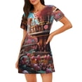 thumbnail image 1 of Balery fairy-tale-world-with-delicious-candy Camisón de manga corta con cuello redondo para mujer, cómodo y elegante., 1 of 6