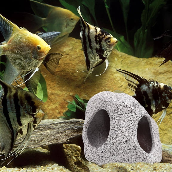 LIFKOME Light Grey Aquarium Decorative Cave with Stable Base for Fish Decoration and Aquatic Habitat