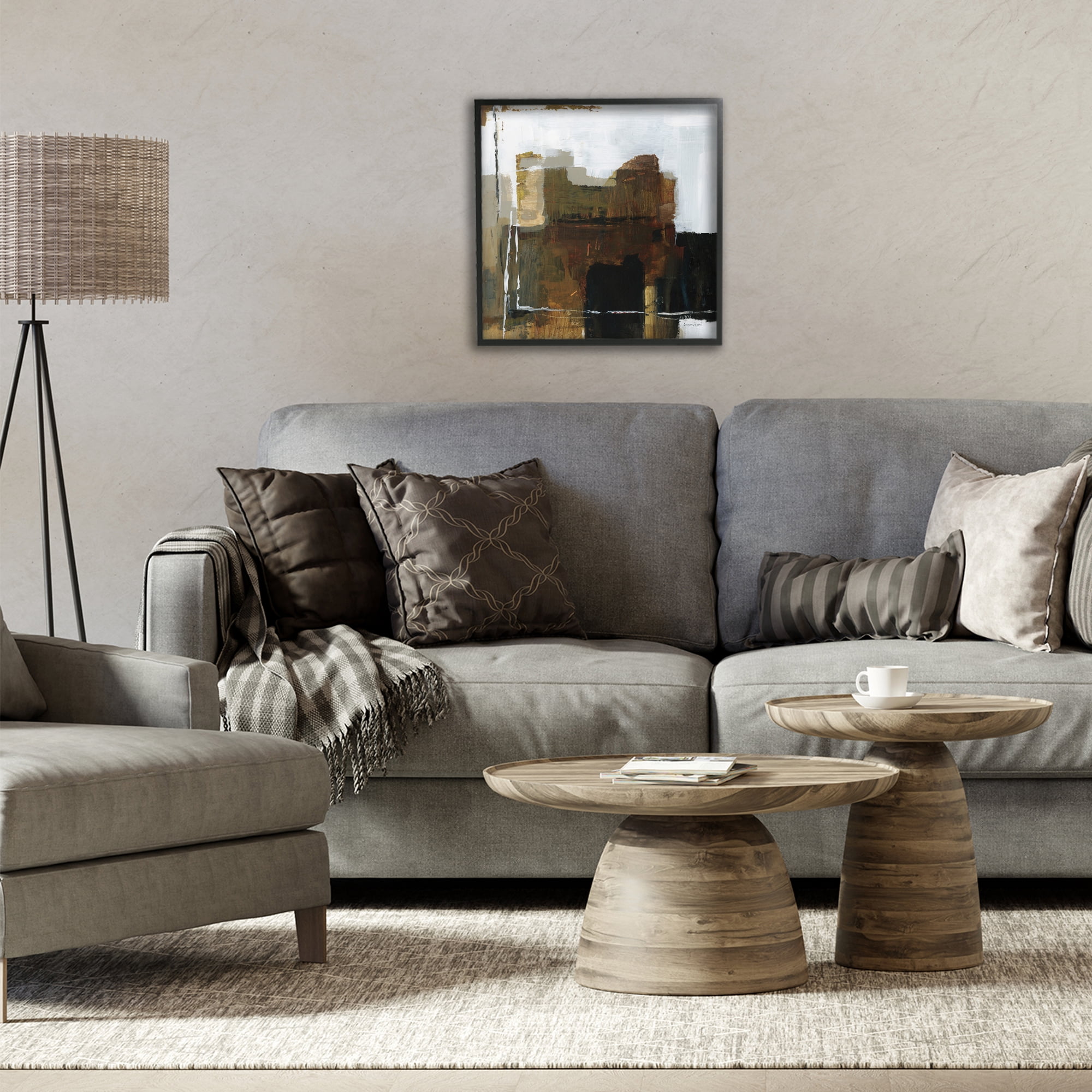 Stupell Industries Natural Abstract Earth Tones Black Framed Giclee Art, design by Danhui Nai