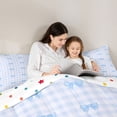 thumbnail image 4 of Erosebridal Blue Princess Bowknot Full Size Comforter Sets,Modern Classic Checkered Bedding Sets For Kids,Reversible,3-Piece, 4 of 7