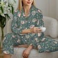 thumbnail image 6 of Pofeuu Hedgehogs and Flowers Print Womens Pajamas Set Long Sleeve Sleepwear Button Down Nightwear Soft Pj Lounge Sets Button Down Pajamas Women-Medium, 6 of 7