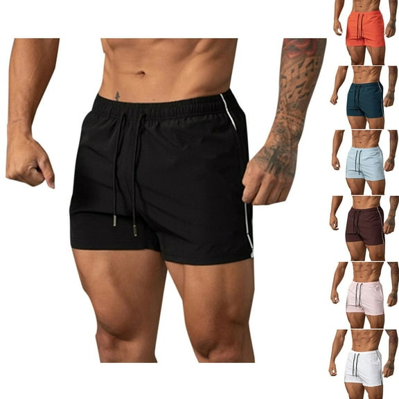 DDAPJ pyju Men's 3" Inseam Workout Shorts Breathable Drawstring Elastic Waist Gym Athletic Shorts Lightweight Bodybuilding Training Short Pants with Pockets Orange L