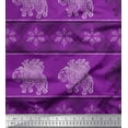 thumbnail image 1 of Soimoi Moss Georgette Fabric Floral & Elephant Block Printed Craft Fabric by The Yard 42 Inch Wide, 1 of 3