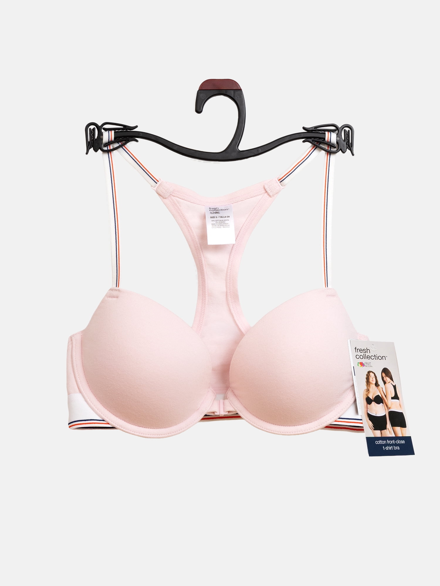 Fresh by Fruit of the Loom Women's Cotton Front Close Racerback T-Shirt Bra, Size XS-XXL