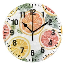 Yayeee 10" Wall Clock Battery Operated Quartz Round Silent Non-Ticking Home Decor,Candy Grapefruit Slices