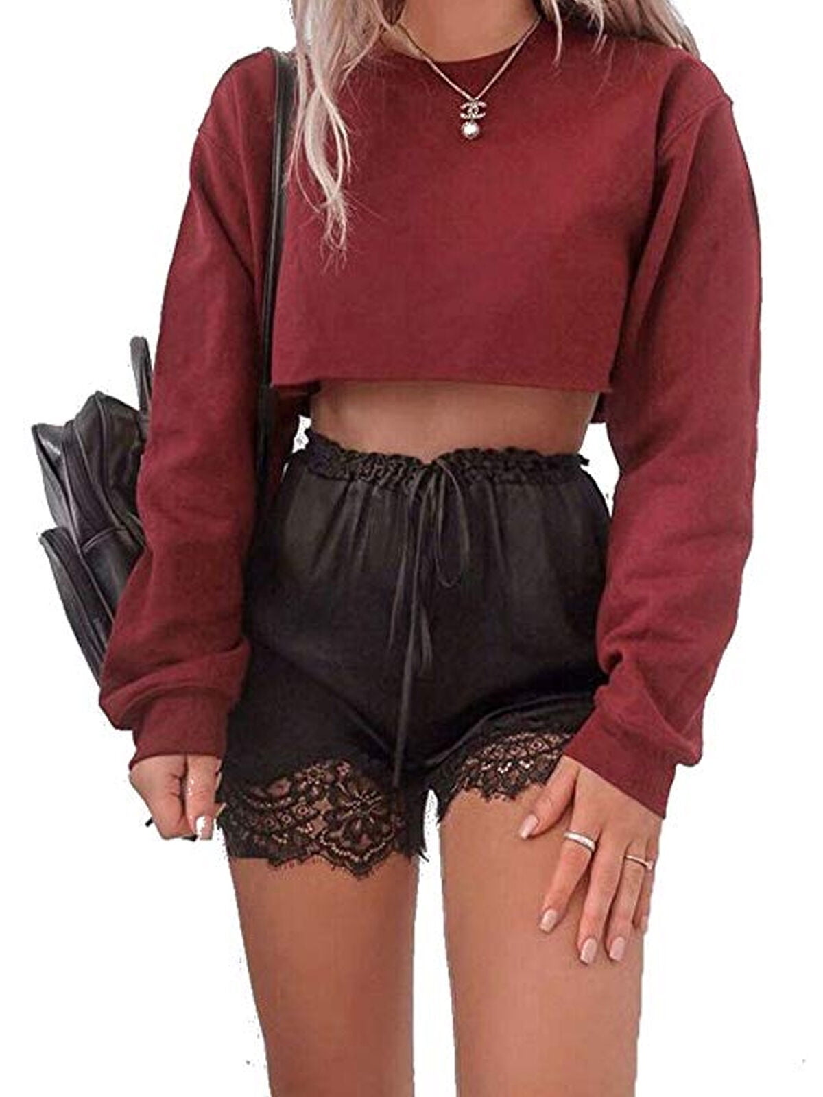 Lookwoild Women Hoodie Sweatshirt Jumper Sweater Crop Top Sports Pullover Tops - Walmart.com