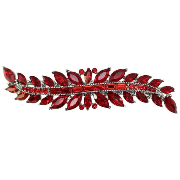 Faship Gorgeous Red Marquise Rhinestone Crystal Floral Small Hair Barrette