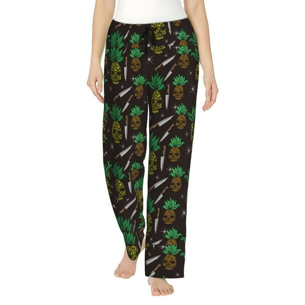 Balery Pineapples Pantalones de pijama para mujer, pijamas ultraligeros, pantalones de estar por casa-Small