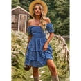 thumbnail image 5 of AICARE Summer Casual Dresses for Women Floral Pattern Ruffle Short Sleeve A Line Flowy Mini Dress, 5 of 10