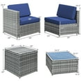 thumbnail image 4 of Gymax 8PCS Patio Rattan Sofa Sectional Conversation Furniture Set w/ Navy Cushion, 4 of 10