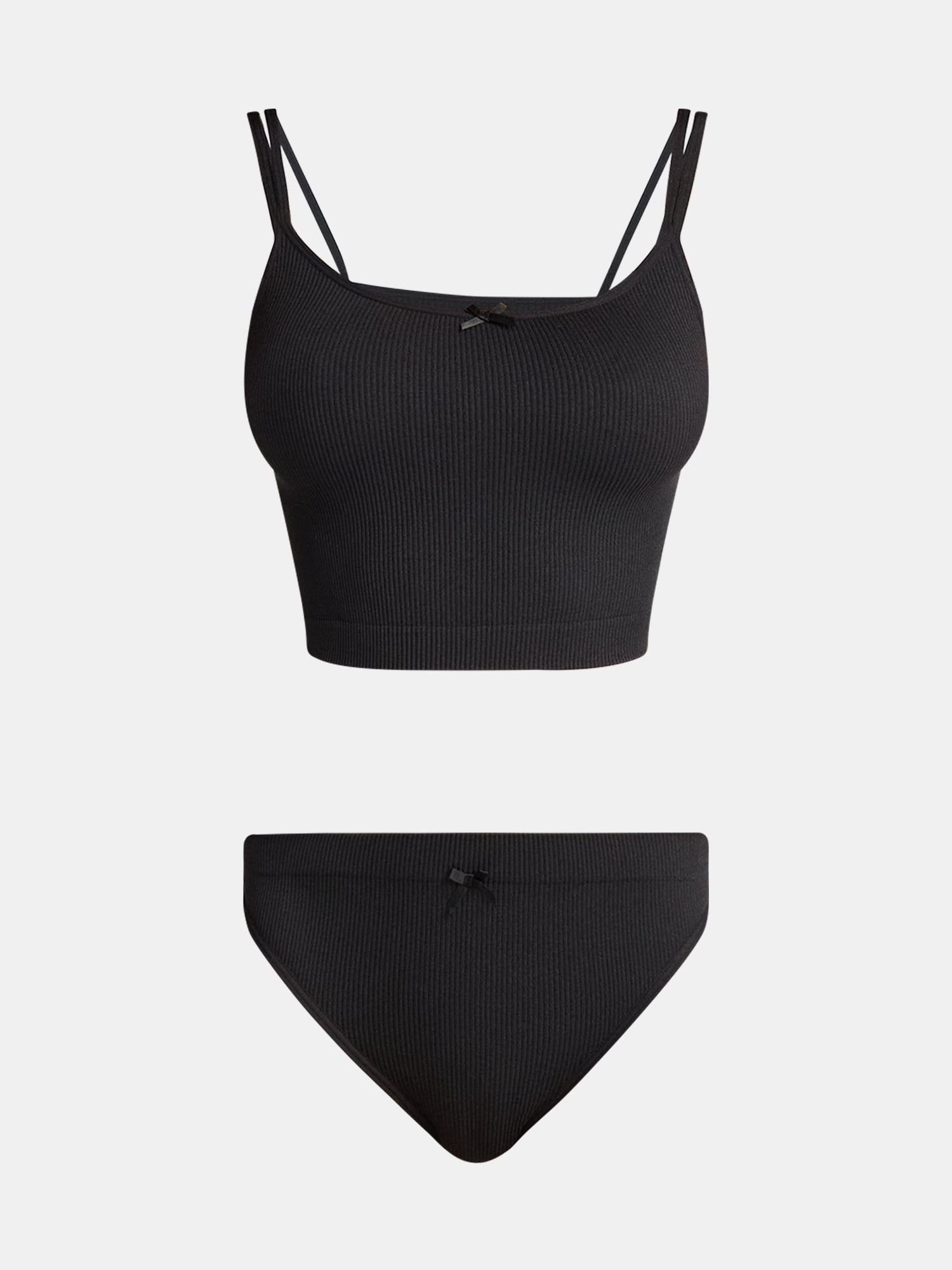 No Boundaries Seamless Cami Bra and Thong Panties Set, 2 Piece, Women's XS-XXXL
