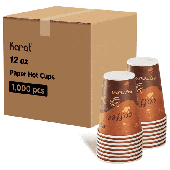 [1000 Pack] Karat Paper Hot Cup, 12 oz, Stock Print (C-K512)