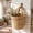 Brown, variant on Naittoop Hanging Wicker Basket Hand-Woven Plastic Storage Basket Portable Wall Hanging Flower Basket Organizer Fruit Vegetable Rattan Box Home Decoration Height 8.2 in