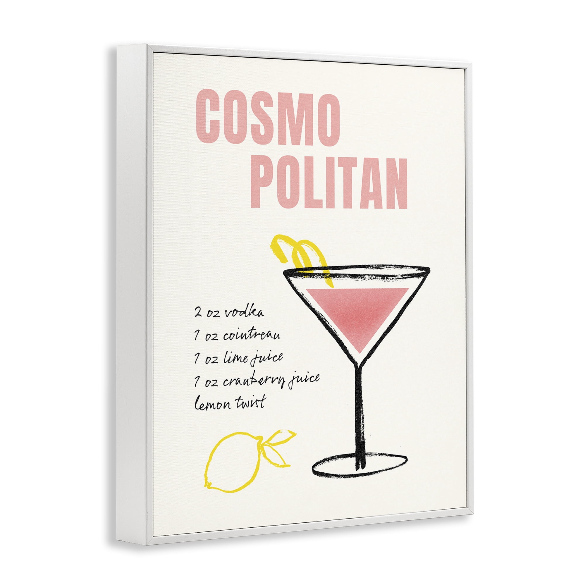 Stupell Industries Cosmopolitan Drink Recipe Food & Beverage Painting White Framed Art Print Wall Art, 24 x 30
