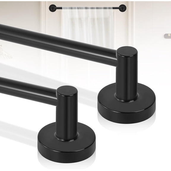 Black Magnetic Curtain Rod for Door:Magnet Curtain Rod for Classroom Whiteboard,Small Adjustable Magnetic Towel Bar,Tool-Free French Magnet Pole with Leather Protective Cover,2 Pack 16-28"