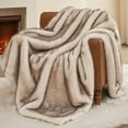 thumbnail image 3 of Faux Fur Throw Blanket: 60''x 80'' Luxury Fluffy Plush Thick Faux Fur Blanket for Bed Couch Sofa - Cozy Soft Fuzzy Blankets for Women Man: Minky Couture Decoration Blanket (Taupe Brown), 3 of 17