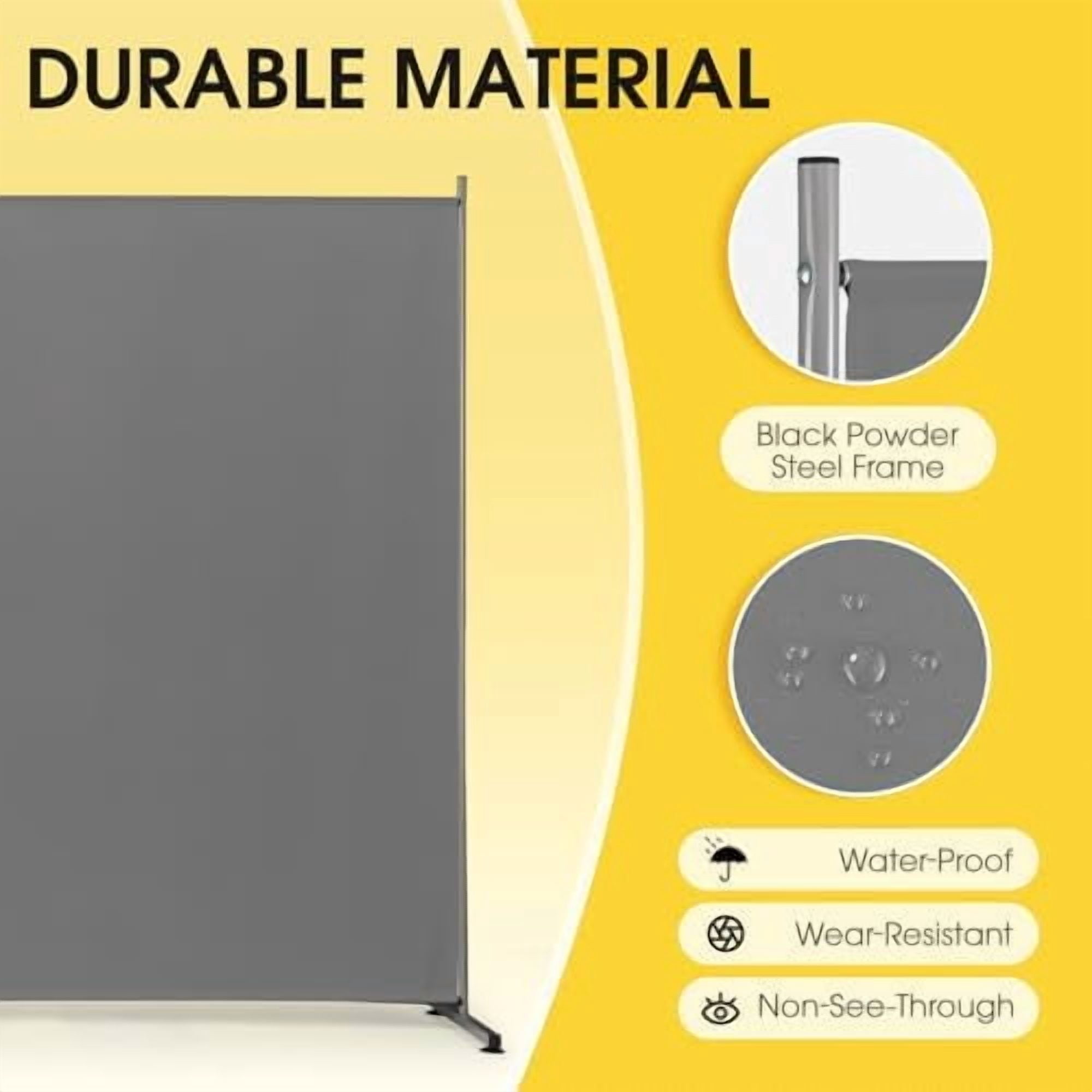 Indoor Room Divider, Portable Office Divider, Room Divider Wall Screen 2 Large Panel, Folding Partition Privacy Screen Walls Dividers for Room Separator 142" W x 71" H,Gray