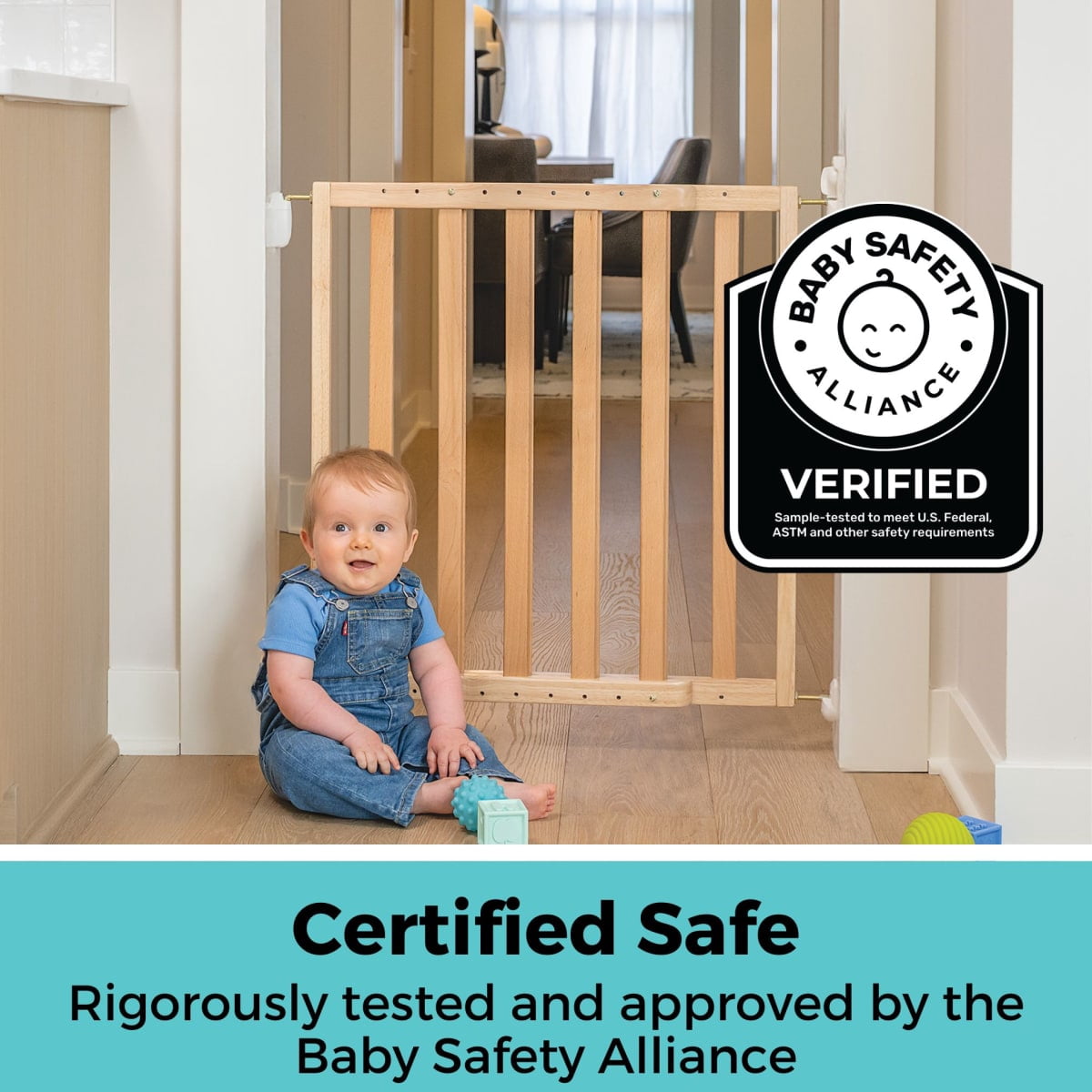 Toddleroo by North States LuxeCraft Wooden Baby Gate, Beechwood