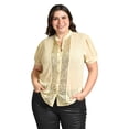 thumbnail image 3 of Blusa con detalles de lentejuela Roman Fashion Tallas Extras 8034 Dorado 38, 3 of 5