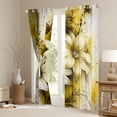 thumbnail image 3 of Manfei Retro Yellow Flower Black Out Curtains for Girls, Watercolor Floral, Gold Gray Ombre Bedroom Curtains, Luxurious Room Decor, 3 of 5