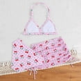 thumbnail image 7 of mgoYE Kids Bathing Suits Girls 10-12 Girl's 3 Piece Swimwear Set Halter Cute Print Bikini Bathing Swim Suits with Beach Skirt Coverup(Pink,11-12 Years), 7 of 7