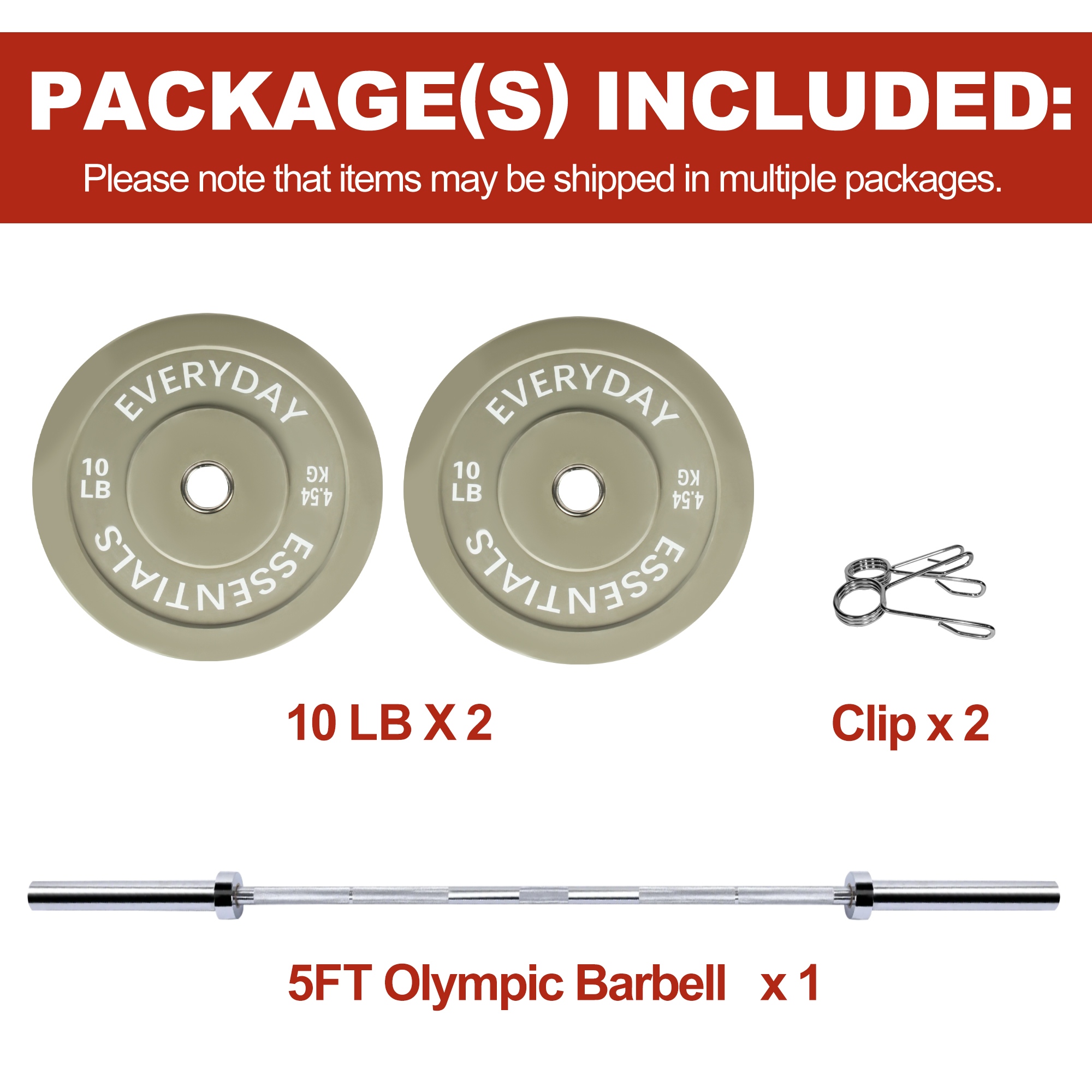 FlexWave 2-Inch Olympic Bumper Weight Plate Set，with Steel Hub,Barbell Bar & Clips，Colour, Multiple Sizes，for Strength Training & Home Gym