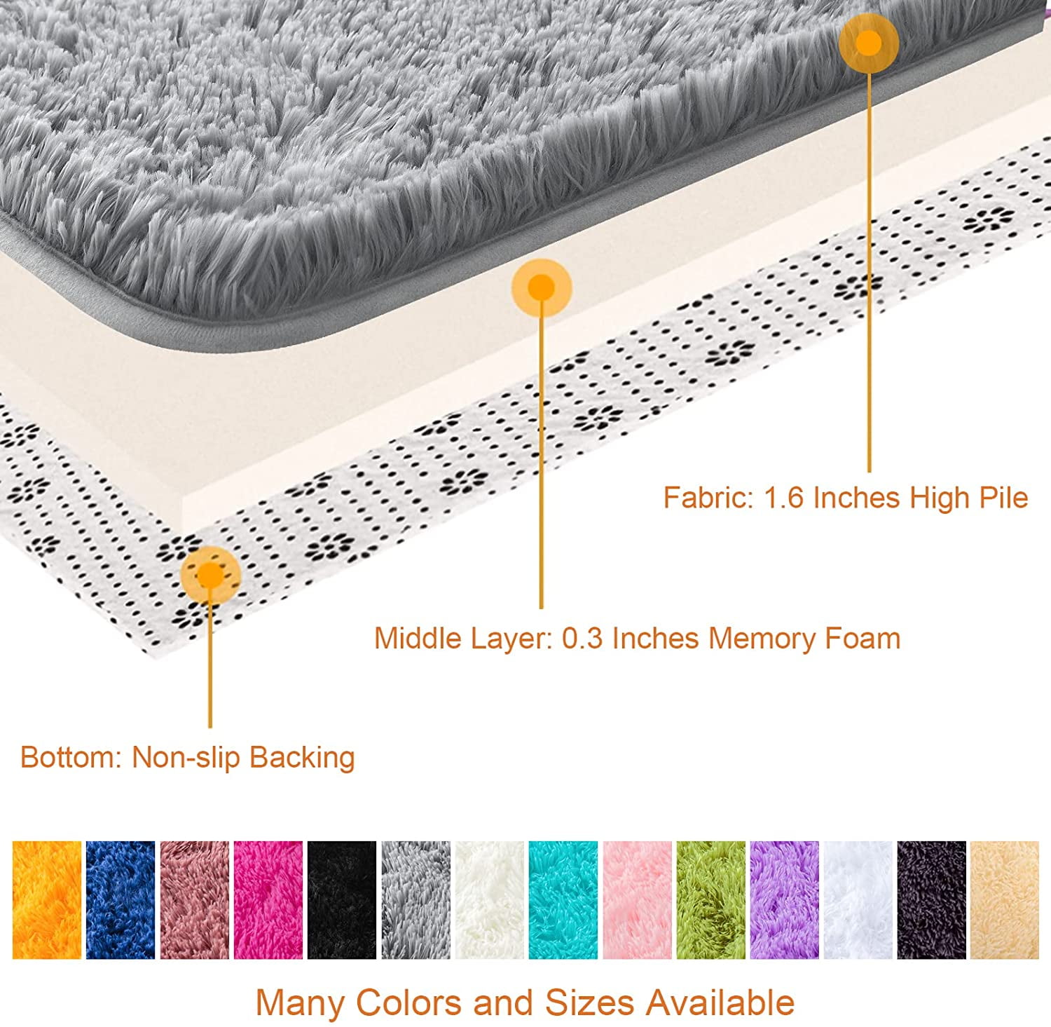 Softlife Super Soft Shaggy Area Rugs for Living Room Fluffy Carpets for Bedroom Home Decor,5.3'X7.5',Gray