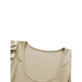 thumbnail image 6 of Liacowi Women Knitting Tops Short Puff Sleeve Deep Neck Solid Color Street Party Summer Wrapped Shirt, 6 of 9