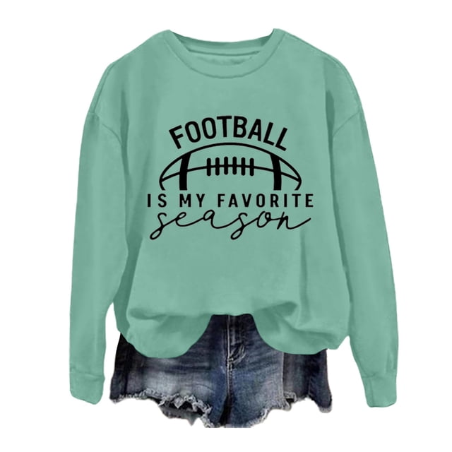 WEAIXIMIUNG Ensemble de Chandails en Molleton Courts Manches Longues Col Rond pour Femmes Imprimé Graphique Football Sans Capuche