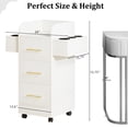 thumbnail image 2 of 4 EVER WINNER White & Gold Barber Cabinet with Gold Handles, Rolling Salon Storage Cart, 3 Drawers & 6 Hair Dryer Holders for Stylists Salon Home, 2 of 9