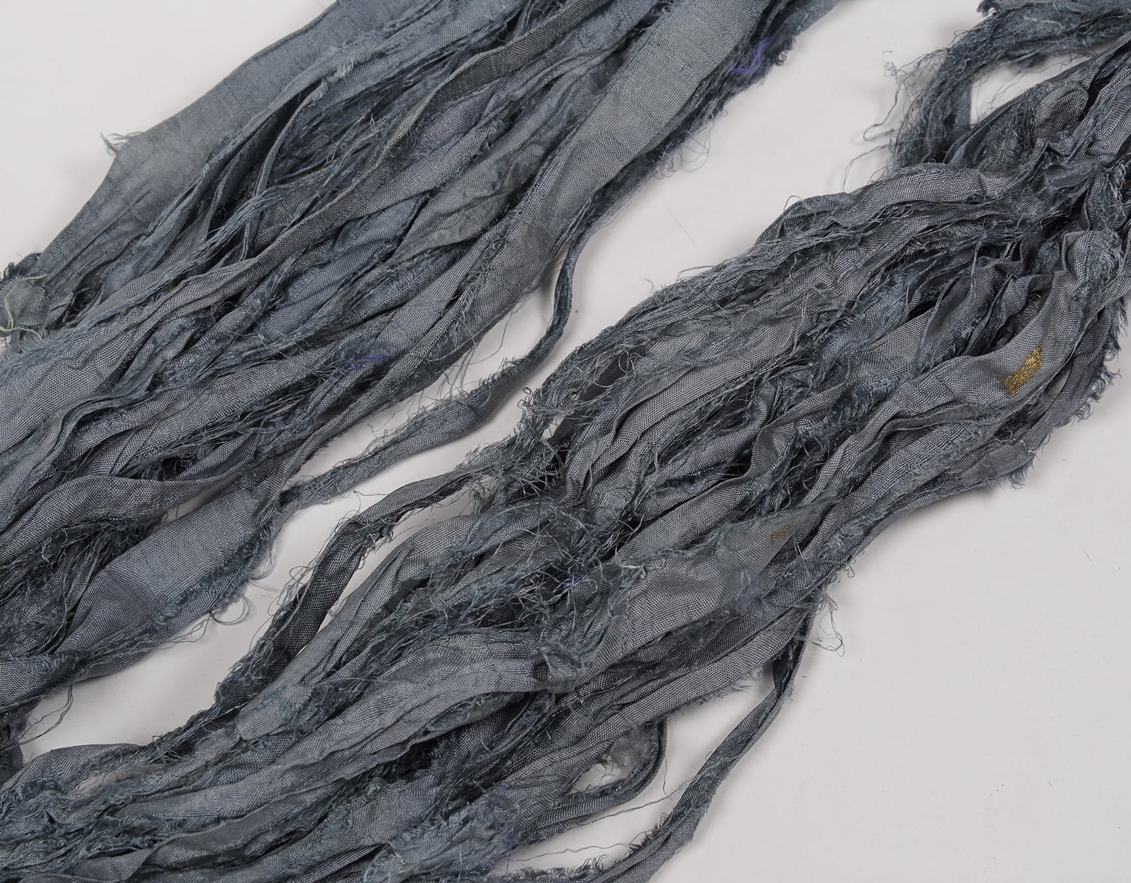 Vintageandyou 300g Recycled Sari Silk Ribbon Yarn | Pack of 3 Upcycled Silk Skeins | Handcut & Hand Joined Ribbon for Crochet, Macram, Weaving, Knitting, Jewelry Making & Fiber Art | Blue