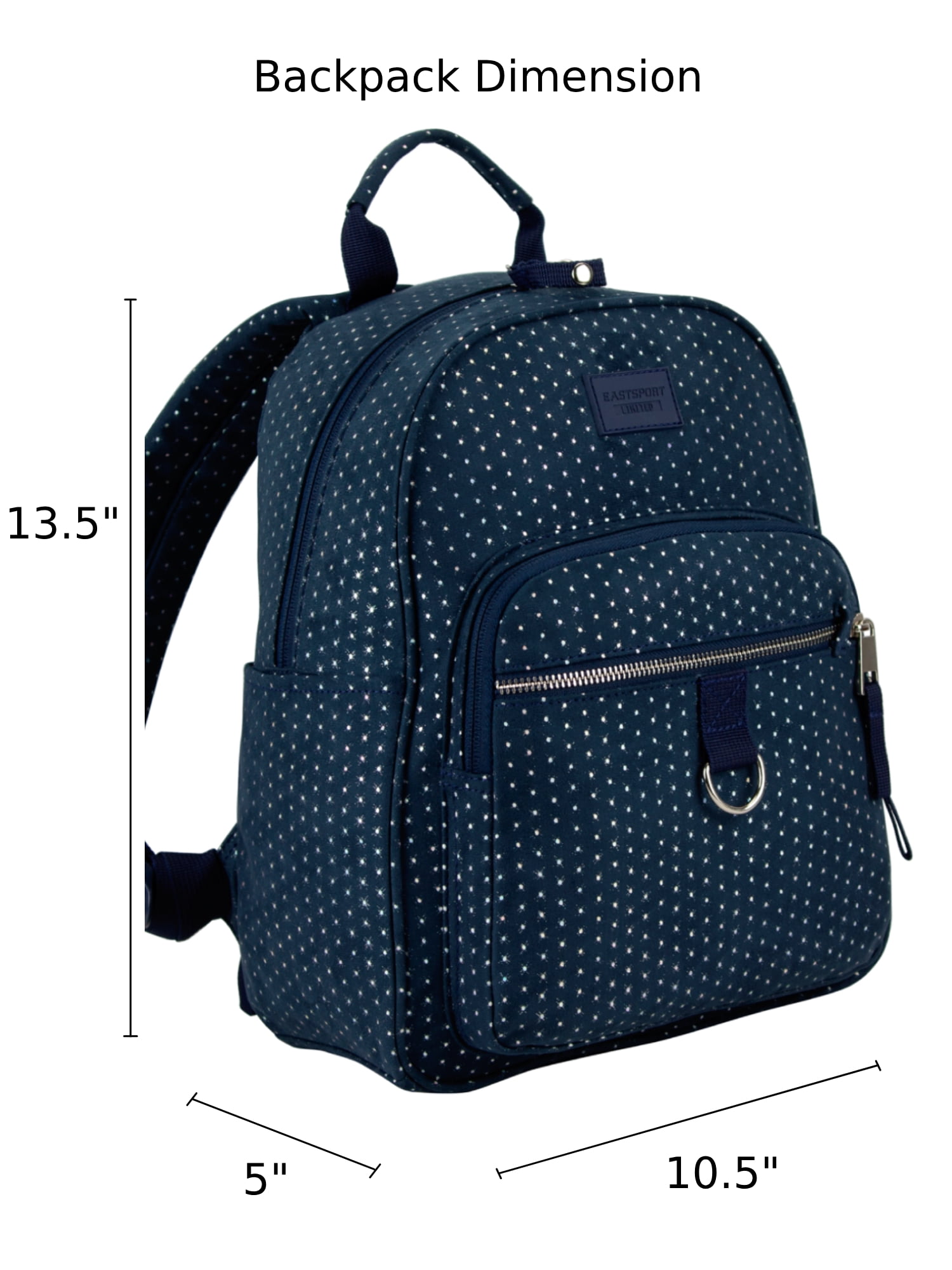 Eastsport Lauren Mini Backpack, Navy Glitter Dots