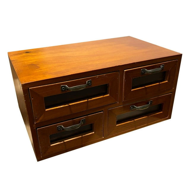 VONKY Wood Desktop Storage Box Counter Multifunctional Stand Double Drawer Desktop Riser Four Drawer