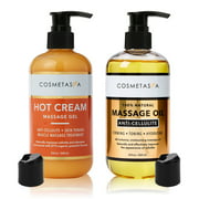 Anti-Cellulite Massage Oil & Hot Cream Massage Gel Oil- Firm, Tone, Tighten & Moisturize Skin by Cosmetasa