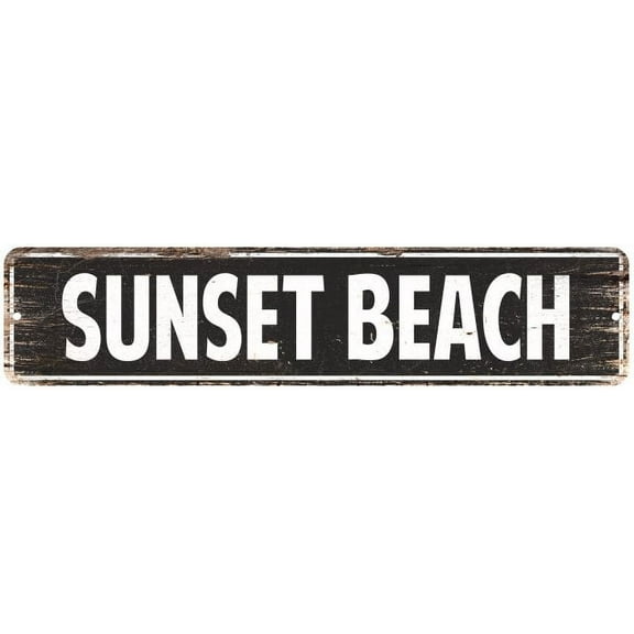 Sunset Beach Vintage Look Gift Metal Sign Chic 4x18 204180008162